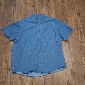 Port & Company Men's Short-Sleeve Denim Button-Down Shirt - Blue